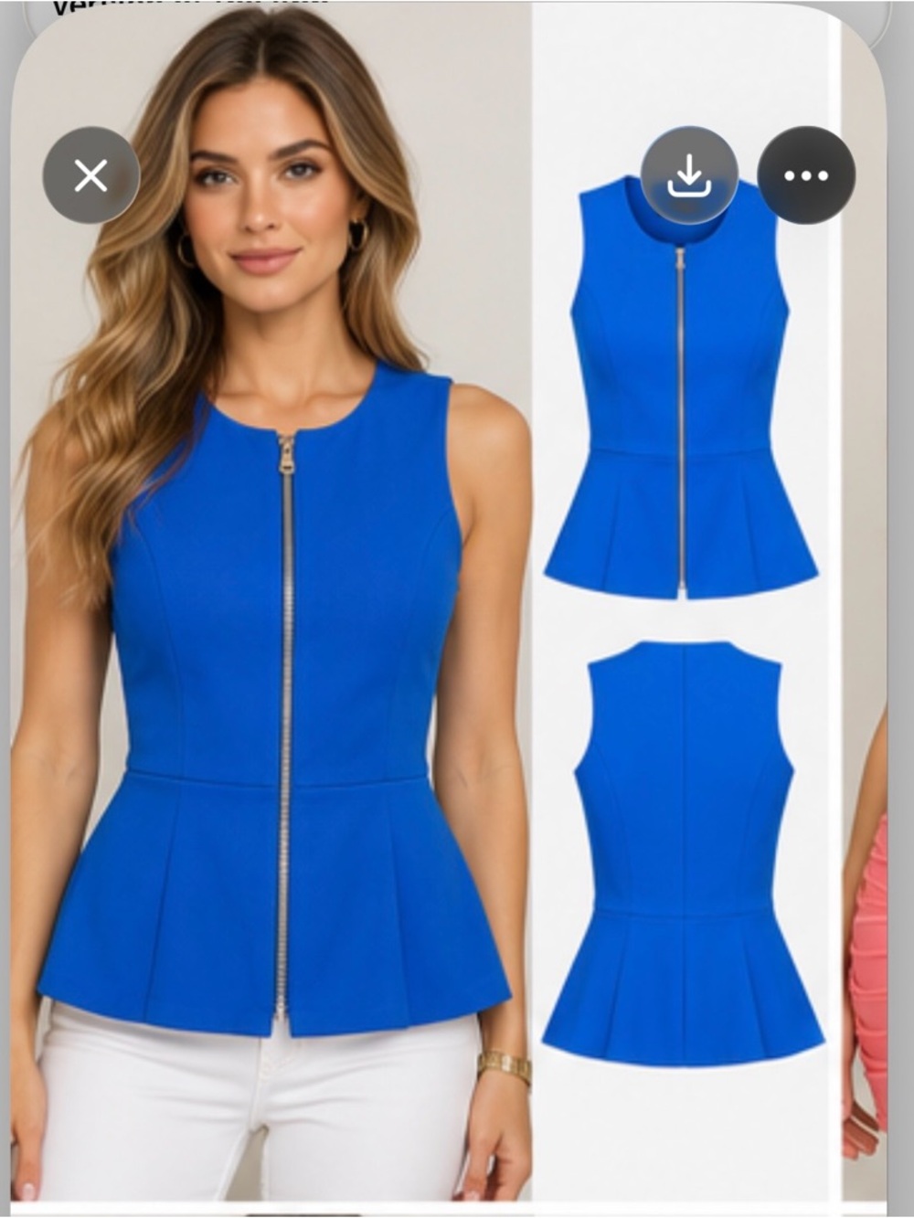 Nicholas Sleeveless Zip Peplum Top - Royal Blue